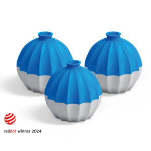 SIOUX Eiswürfelform in der Farbe Blau und Grau inkl. reddot winner 2024 Logo.